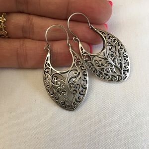 Vintage Filigree Heart Sterlng Slvr Boho Earrings